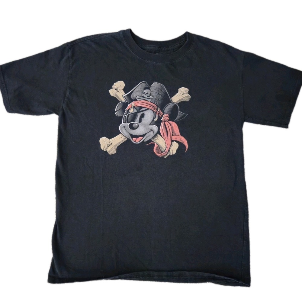 Vintage Disney Pirates Of The Caribbean Mickey Mouse T-Shirt Youth Size XL Hanes